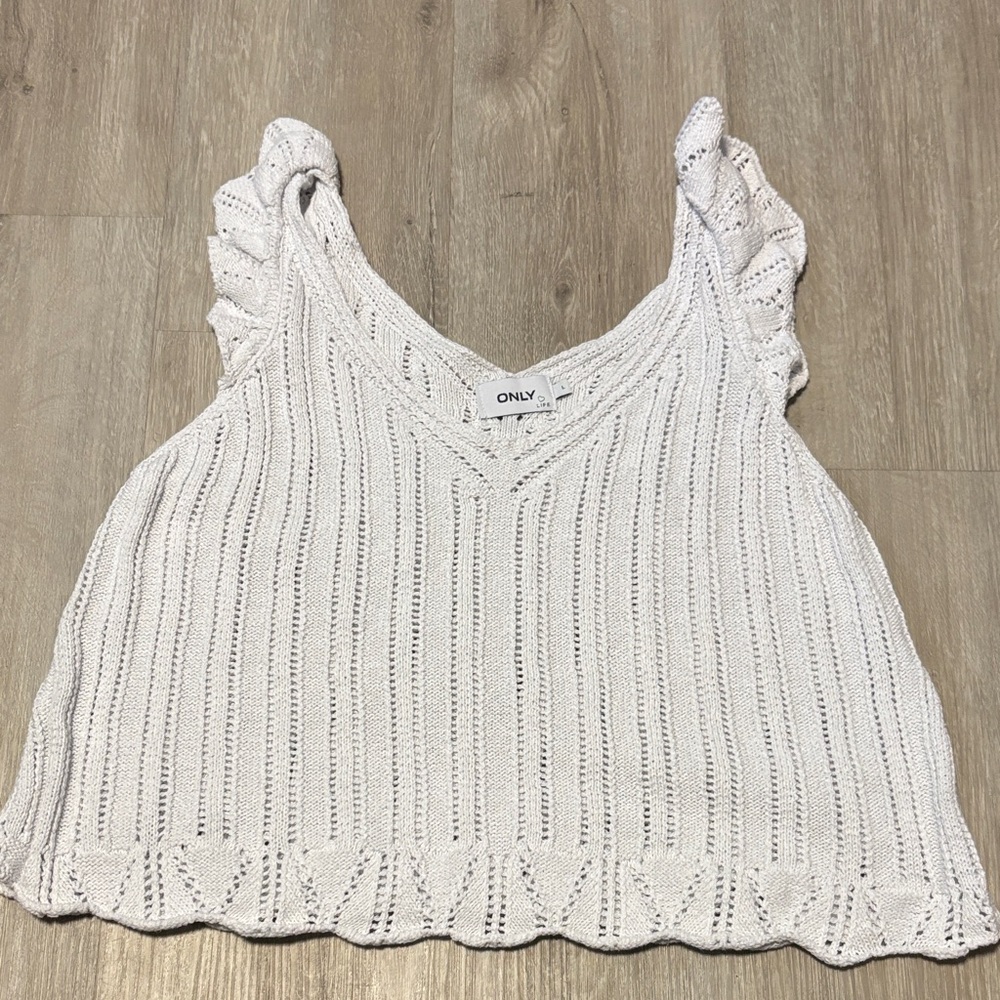 ONLY White Knit Crop Top